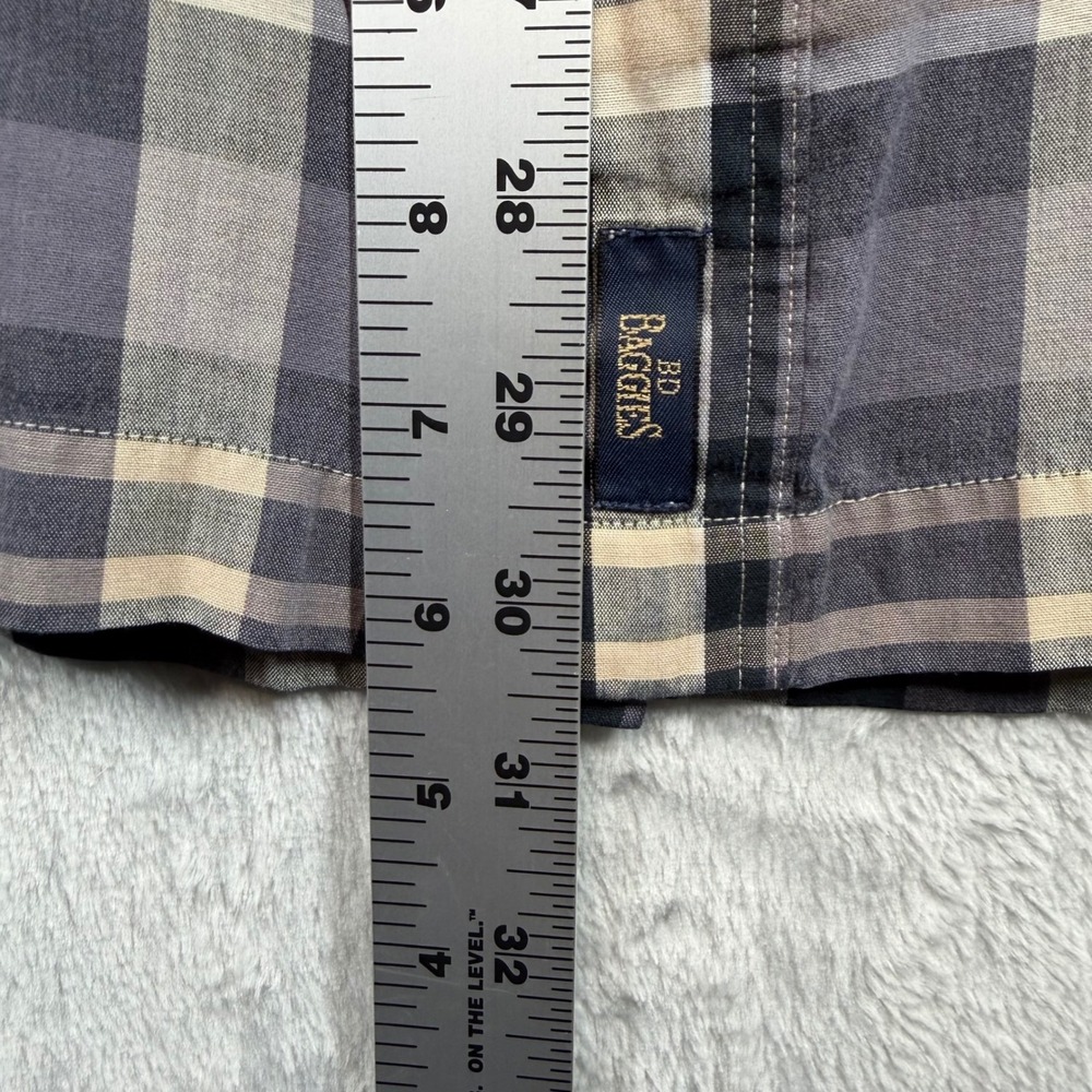 BD Baggies Mens Chatham Cloth Plaid Button Down Shirt Grey Black Tan Large - Picture 4 of 16